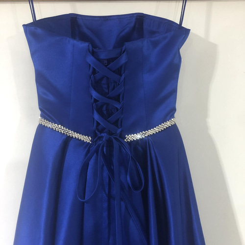 ブルー カラードレス 大きなリボンベアトップ 結婚式 二次会 前撮り  