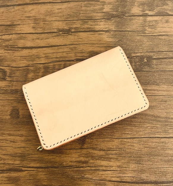 【セミオーダー】本革 ショート トラッカーウォレット　Short Trucker Wallet／財布／お名前刻印無料 セミオーダー 本革 ステッチカラー 縫い糸 大文字 ベージュ 茶色
