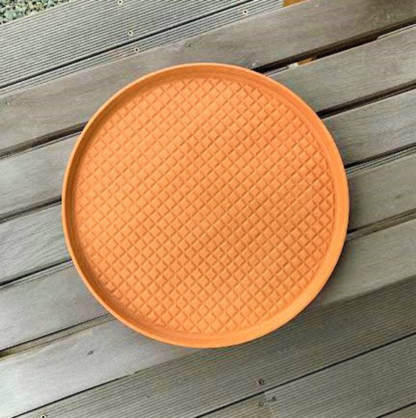 【ワケありな逸品】ラウンド トレイ　-格子 -  round tray　ブナの木 2枚目の画像