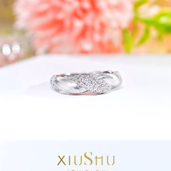 ツイスト パヴェ リング 高炭素ダイヤモンド キラキラ ゴージャス ラグジュアリー白 ホワイト 指輪 普段使い シルバー 5枚目の画像