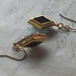 サフィレット　ダイヤ型（約21×12㎜）　14Kgfピアスまたはイヤリング 3枚目の画像