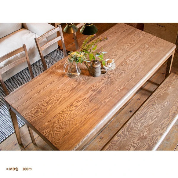 【送料込み】タモ無垢材の個性豊かな木目が楽しめるダイニング◆ienowa/ダイニングテーブル   135食堂テーブル 2枚目の画像