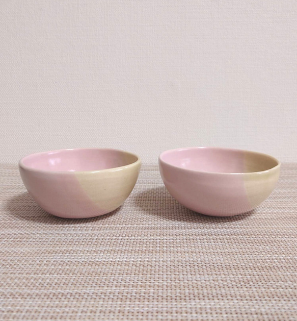 【訳あり・値引き済】小鉢のセット(ピンク×銅青磁) 1枚目の画像