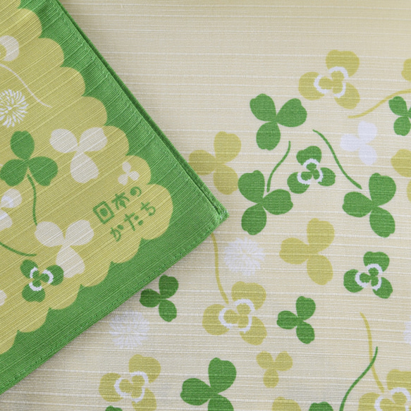 風呂敷　ふろしき　チーフ　お弁当包み　ギフト　綿100％　日本のかたち　クローバー　全2色　日本製　50cm幅　 3枚目の画像