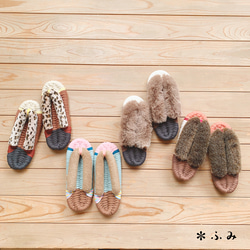 room shoes＊フリース鼻緒布ぞうり／M24~25cm【 もっふ　Ｍ 66】おしゃれ・足の健康・リラックス˚✧₊⁺ 15枚目の画像