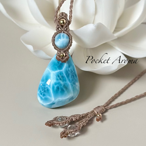 心深癒』高品質ラリマーのマクラメペンダントネックレス ネックレス