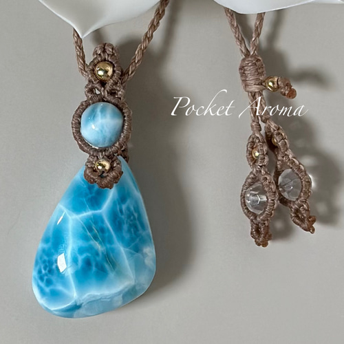 心深癒』高品質ラリマーのマクラメペンダントネックレス ネックレス