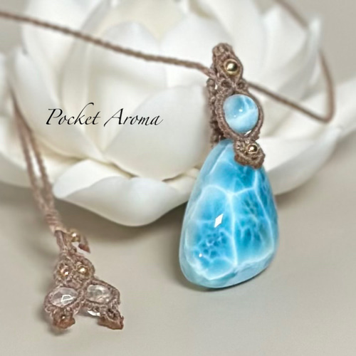 心深癒』高品質ラリマーのマクラメペンダントネックレス ネックレス