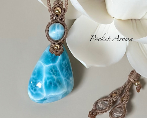 心深癒』高品質ラリマーのマクラメペンダントネックレス ネックレス