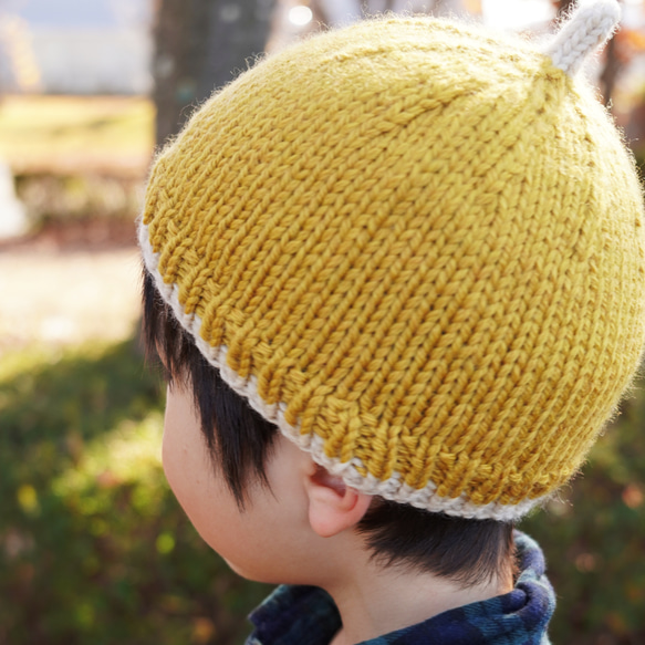 7色から選べるカラフルメリノウールどんぐり帽子（棒針編み） 5枚目の画像