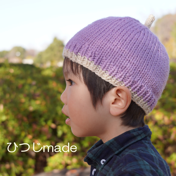 7色から選べるカラフルメリノウールどんぐり帽子（棒針編み） 1枚目の画像