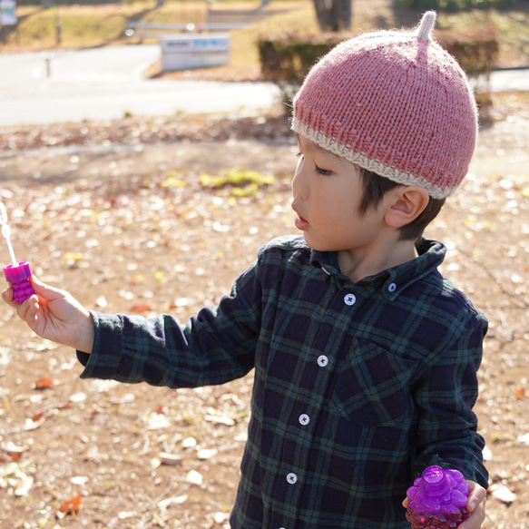 7色から選べるカラフルメリノウールどんぐり帽子（棒針編み） 3枚目の画像