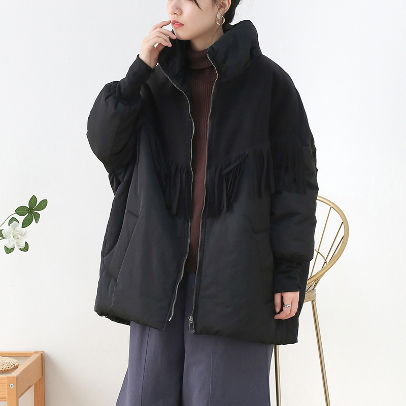 【即納】正面のフリンジがコーデに動きをプラス☆切り替えショートコート