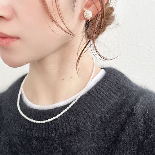 ぬるネックレスとイヤリングセット　ラメベールセット ネックレス ショート イヤリング セット クリスタルガラス