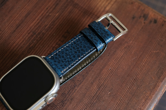 -現貨- 義大利植鞣革 dollaro 海軍藍 錶帶訂製 Apple Watch 寬版 第6張的照片