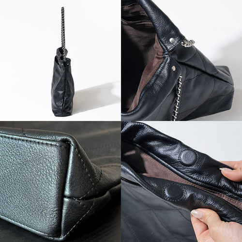 本革 チェーンバッグ マチあり マグネット キルティング ゴールド金具