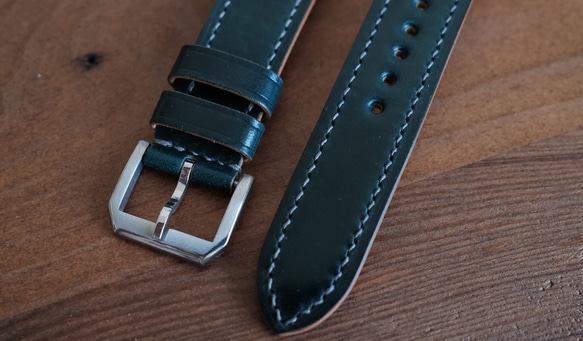 -現貨 Horween shell cordovan 馬臀 墨綠 Apple watch錶帶訂製 第6張的照片