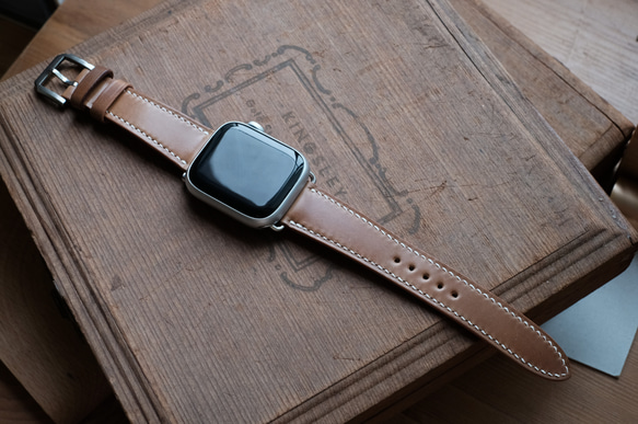 -現貨 Horween shell cordovan 馬臀 威士忌 Apple watch錶帶訂製 收腰版 第1張的照片