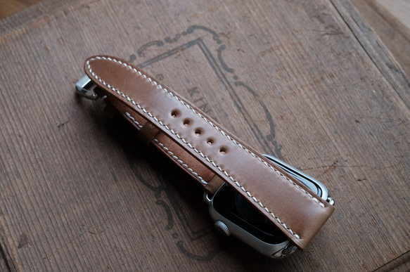 -現貨 Horween shell cordovan 馬臀 威士忌 Apple watch錶帶訂製 收腰版 第3張的照片