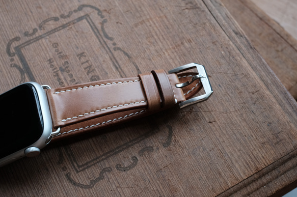 -現貨 Horween shell cordovan 馬臀 威士忌 Apple watch錶帶訂製 收腰版 第5張的照片