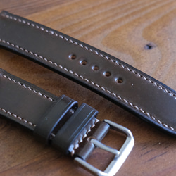 -現貨 Horween shell cordovan 馬臀 布朗 Apple watch錶帶訂製 第2張的照片