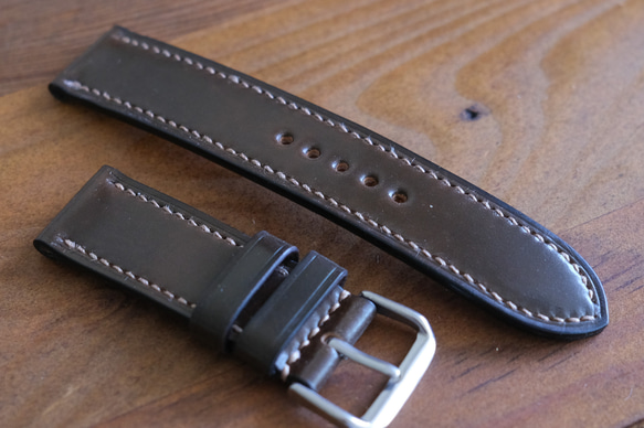 -現貨 Horween shell cordovan 馬臀 布朗 Apple watch錶帶訂製 第2張的照片