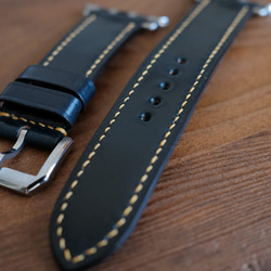 -現貨 Horween shell cordovan 馬臀 墨青 Apple watch錶帶訂製 第3張的照片