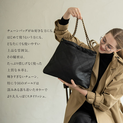 東京百花　本革　キルティングチェーンバック　ベージュ　金具シルバー 楽天市場】本革 キルティングチェーンバッグ【Oggia オッジア