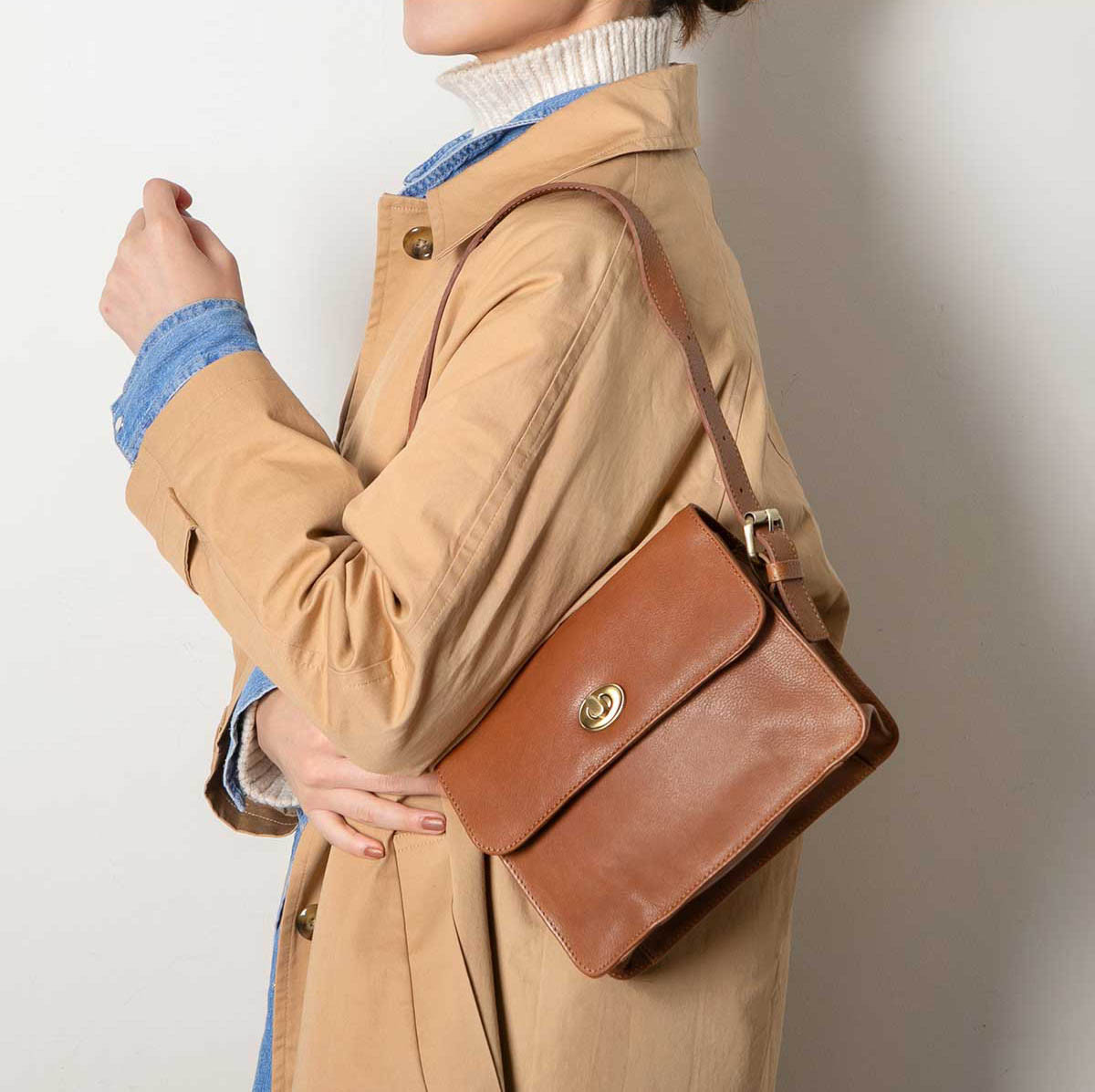 未使用品✨HAMANO ミーティア ハンドバッグ パドロック キャメル