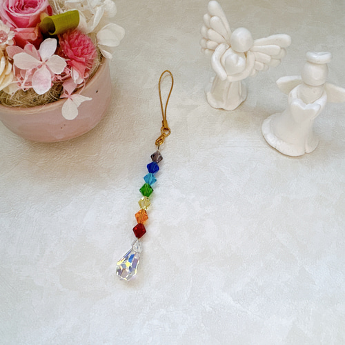 虹色キーホルダー】サンキャッチャーチャーム・ストラップ チャーム