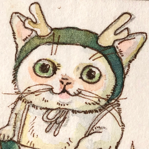 猫　イラスト　インテリア　原画 猫 イラスト インテリア 原画 猫のちっちゃな原画 6月梅雨 04