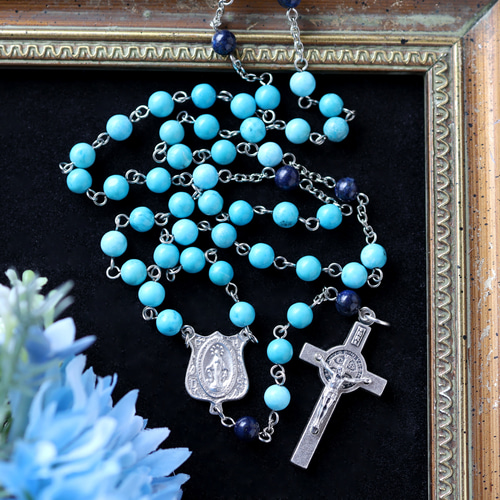 12月誕生石ターコイズ×ラピスラズリのロザリオ ネックレス・ペンダント