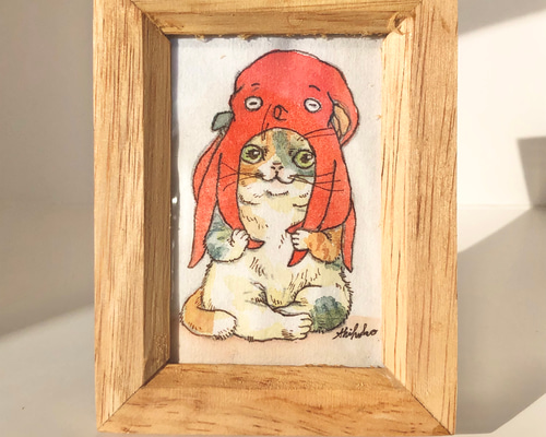 猫のちっちゃな原画 猫に蛸 33 イラスト クワハラシホコ 通販 16986505