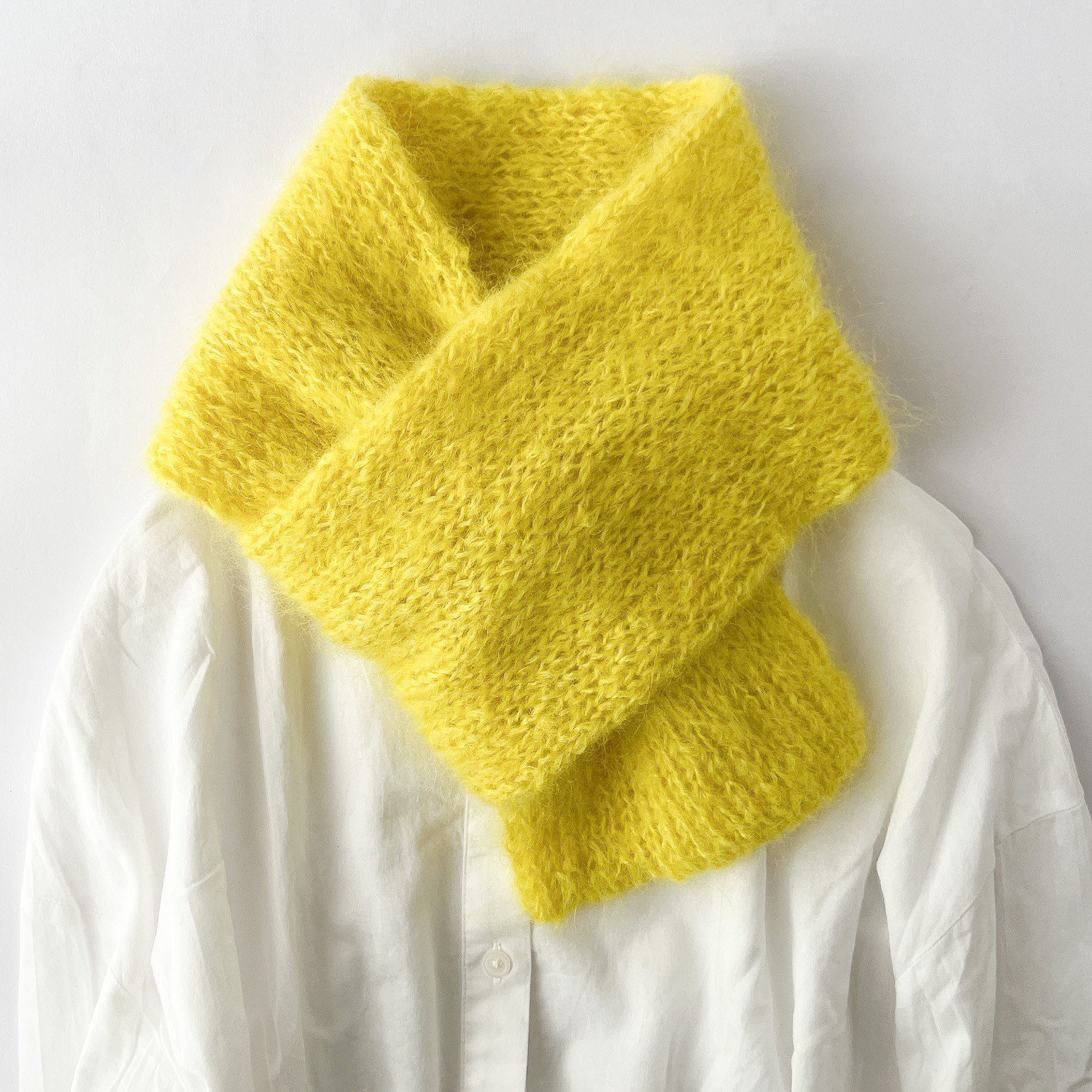モヘア ミニマフラー 《イエロー》 【即納】 キッズ 大人