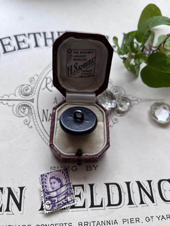 英国で出会った♪ アンティーク 英国王室の紋章 ボタン 直径24ｍｍ ベークライト製ブラック/ライオン ユニコーン 8枚目の画像