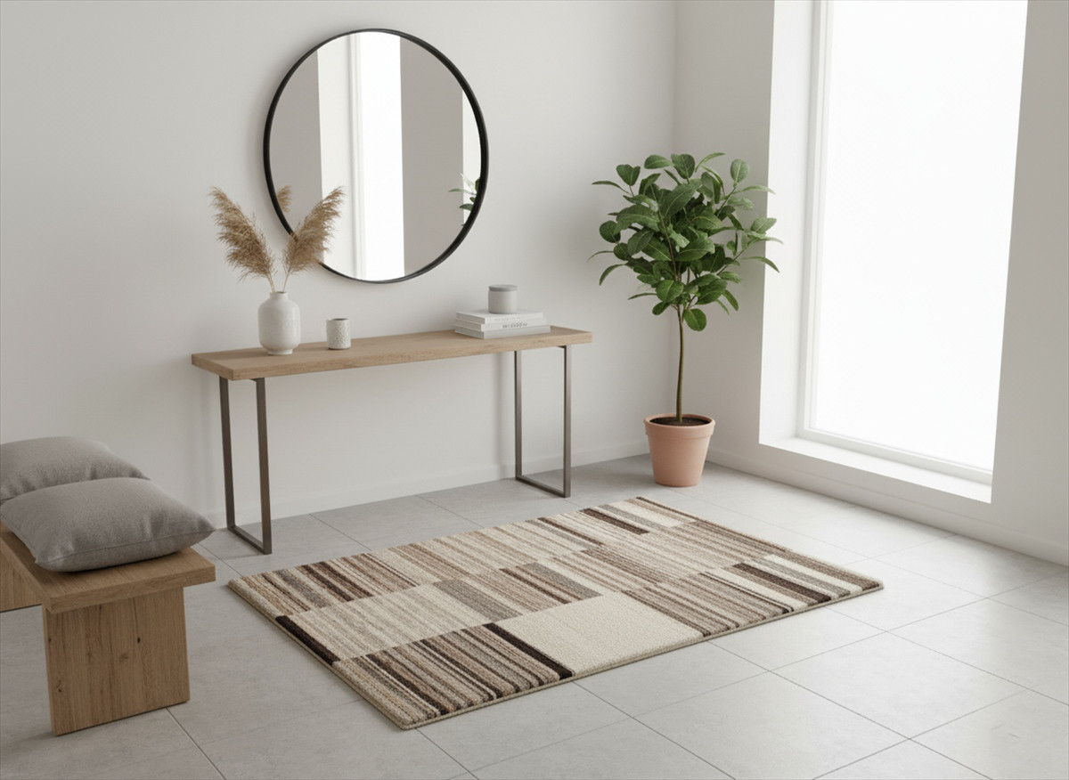 【モダンリビングに掲載されたガゼニラハット】夏は涼しく冬は暖かい天然ラグ　120x74cm　P313