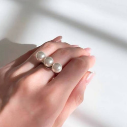 3連パールリング 貝パール パールリング フォーマル ハレの日