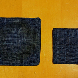 藍染のコースター(小さい、ぐい呑み用 、リネンと綿　紺色) 5枚目の画像