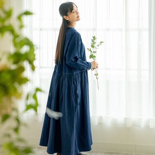 moi kids  草木染め ワンピース moi kids 草木染め ワンピース センターギャザーワンピース 藍染