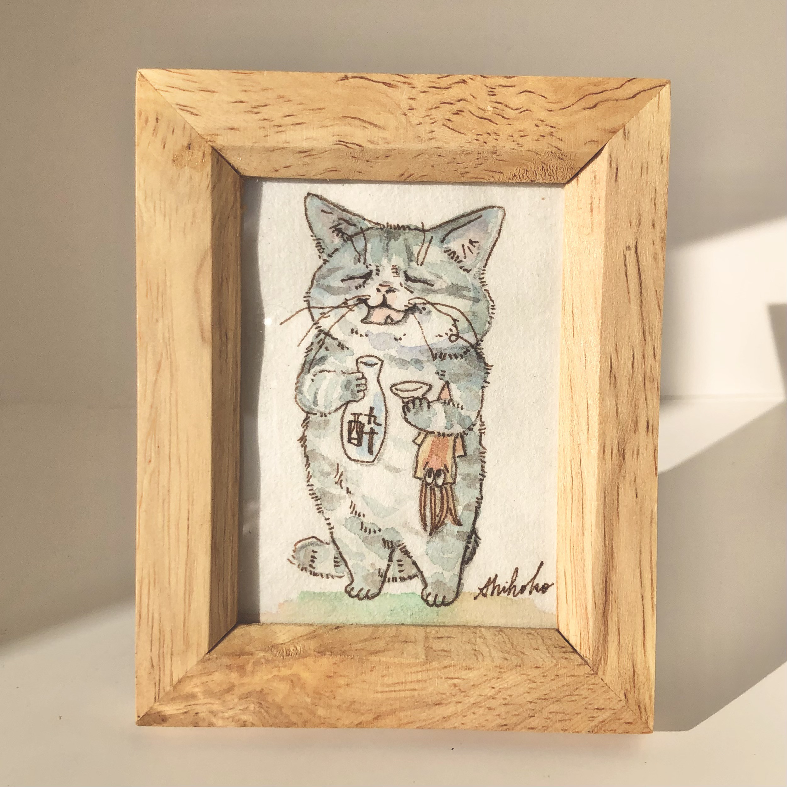 チーター　額付　猫　原画