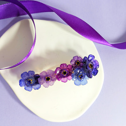 【再販】青と紫のアネモネグラデーションバレッタ 4枚目の画像