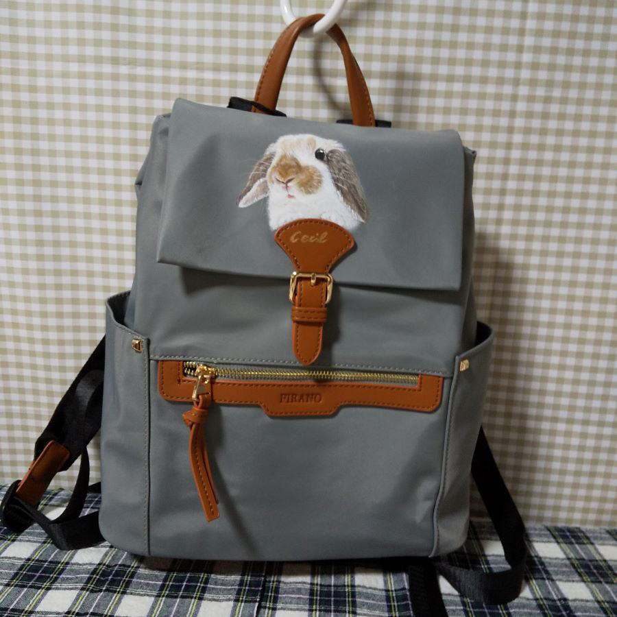 R-713 手描き　うさぎのリュックサックです