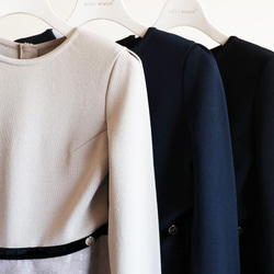 在庫僅か！【選べるデザイン！】 チェックジャガード ドッキングワンピース【ネイビー】 13枚目の画像