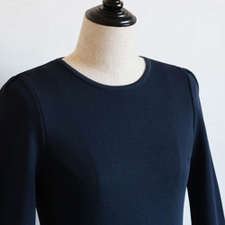 在庫僅か！【選べるデザイン！】 チェックジャガード ドッキングワンピース【ネイビー】 4枚目の画像