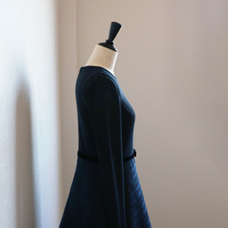 在庫僅か！【選べるデザイン！】 チェックジャガード ドッキングワンピース【ネイビー】 6枚目の画像