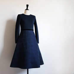 在庫僅か！【選べるデザイン！】 チェックジャガード ドッキングワンピース【ネイビー】 11枚目の画像