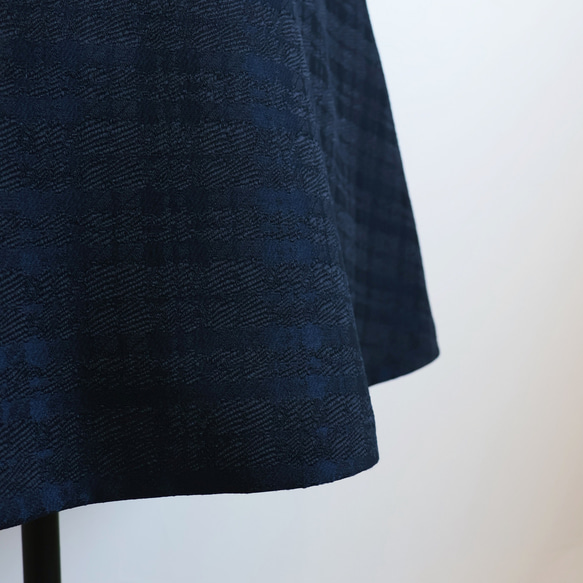 在庫僅か！【選べるデザイン！】 チェックジャガード ドッキングワンピース【ネイビー】 10枚目の画像