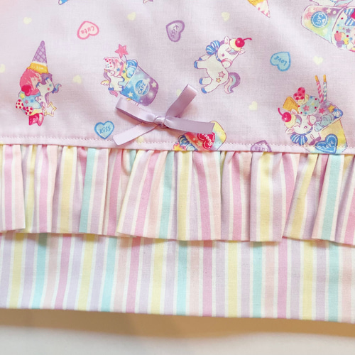 入園入学【レッスンバック】ユニコーン×パープル むらさき ストライプ