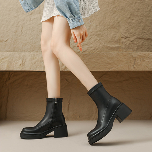 秋冬の厚底美脚本革ロングブーツ22-24.5サイズ3878 ブーツ clear