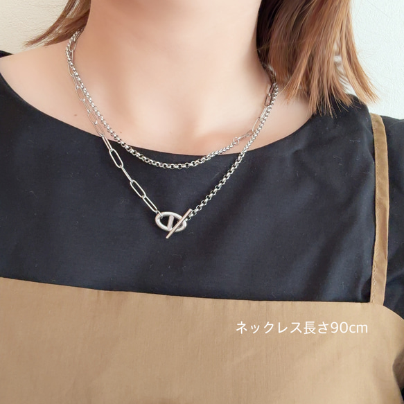 ＊大人気＊アンカーマンテルのゴールドネックレス/春　上品　ラリエット　レイヤード Yロング　サージカルステンレス 4枚目の画像